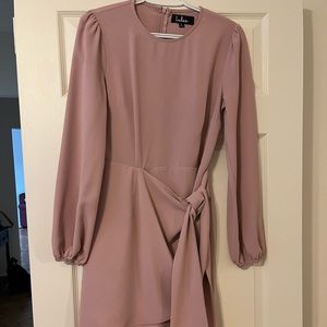 Lulus size small pink long sleeve tie-front skater dress